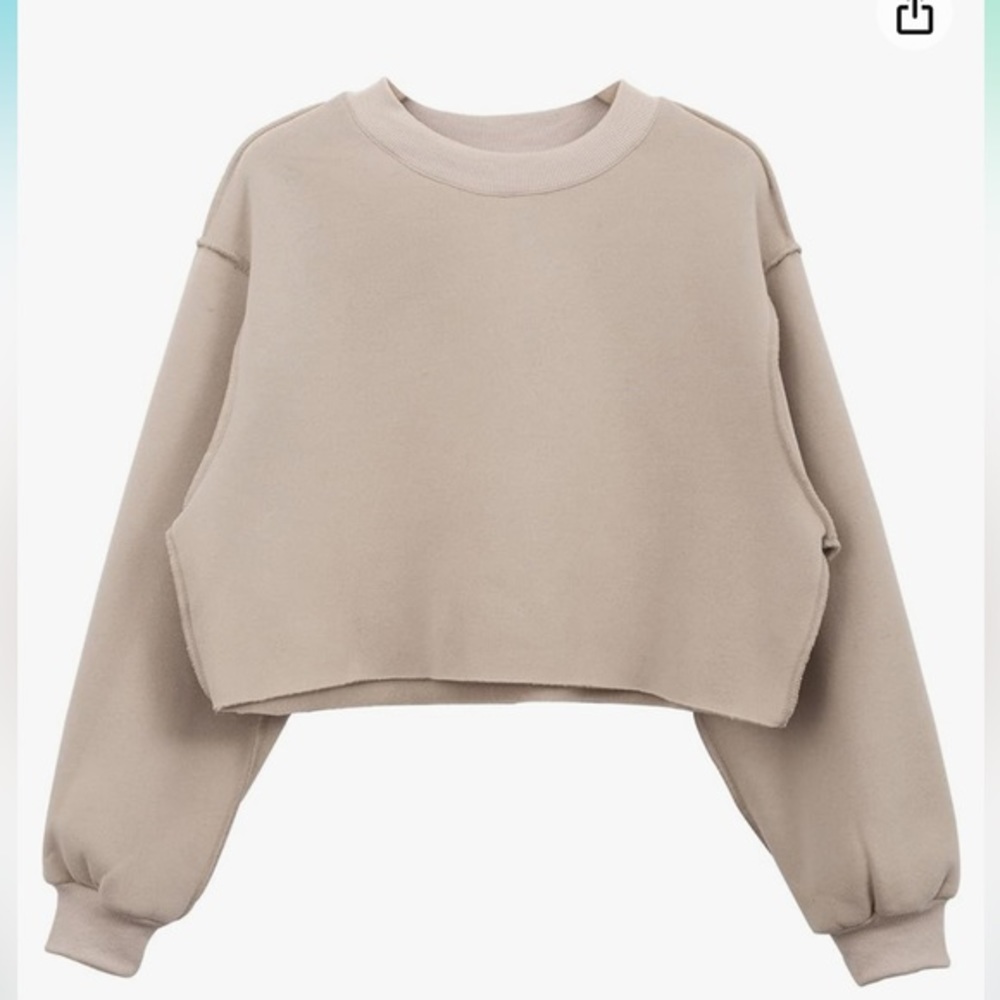 BNWOT Sweatshirt Exposed Seams size M Medium taupe skin tone nude color thick!
